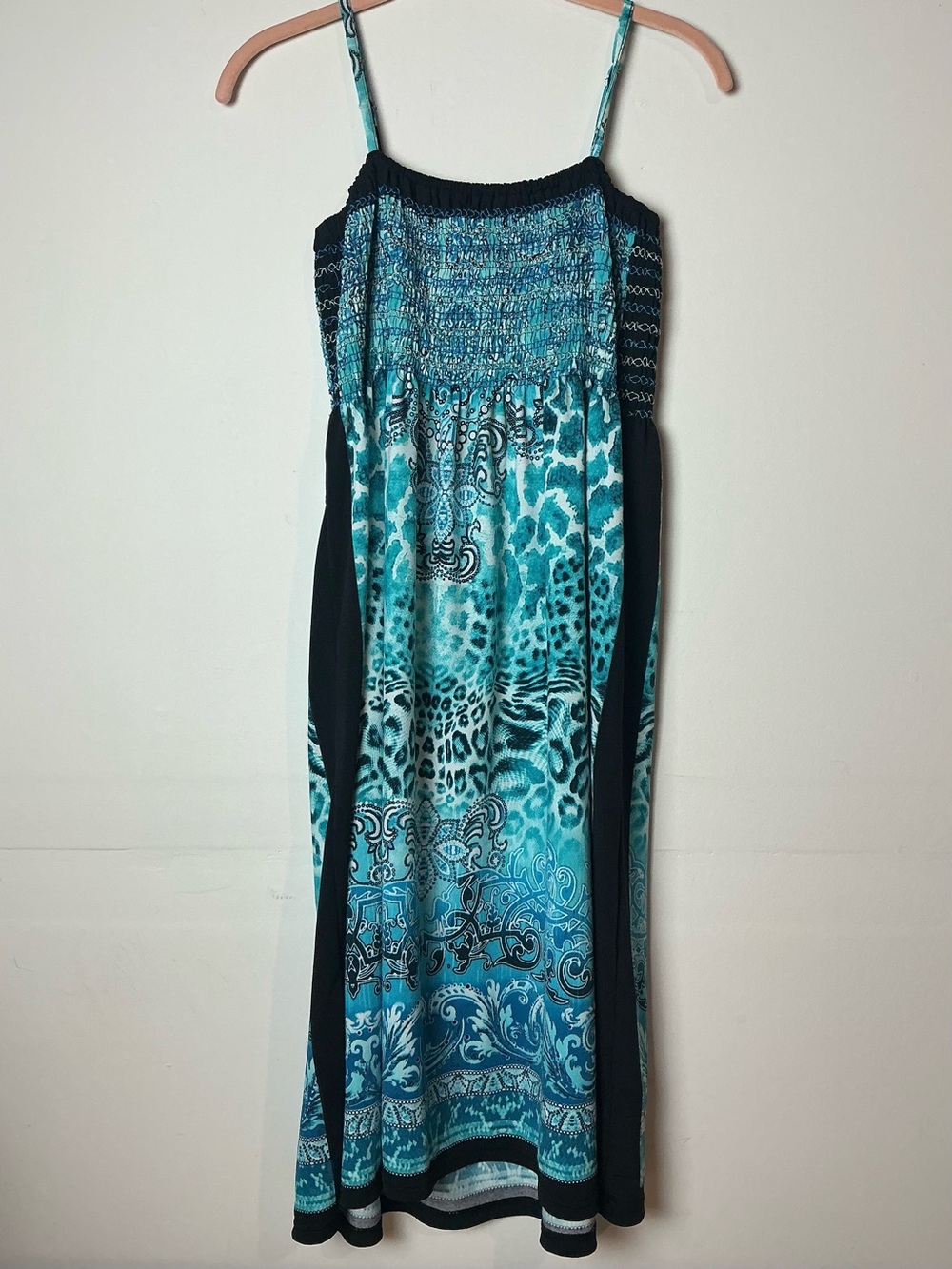 India Boutique Animal Print Paisley Smocked Dress